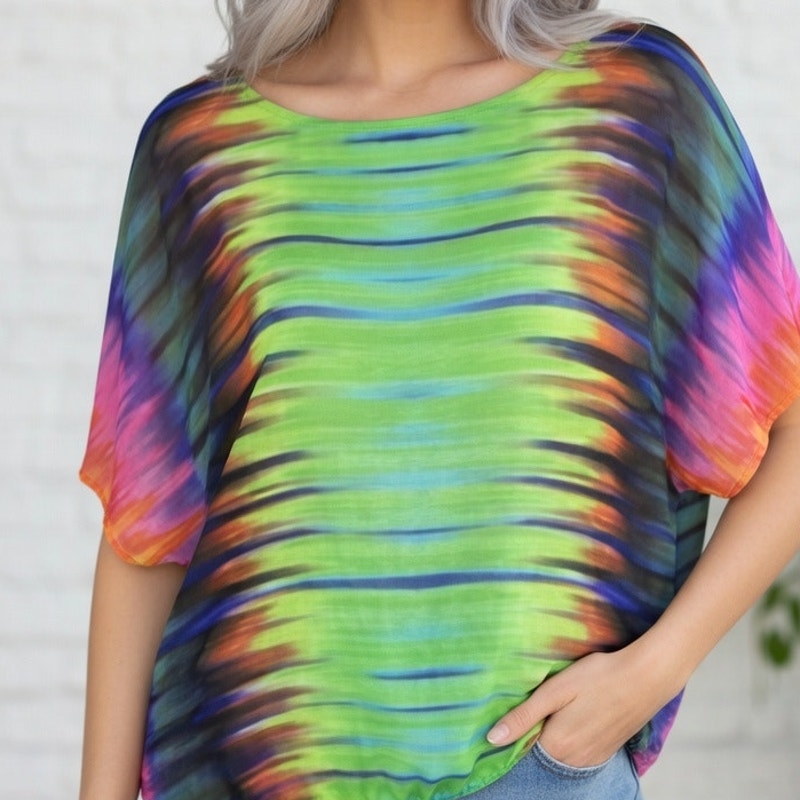 Vince Camuto Green Stripe Scoop Neck Top Large